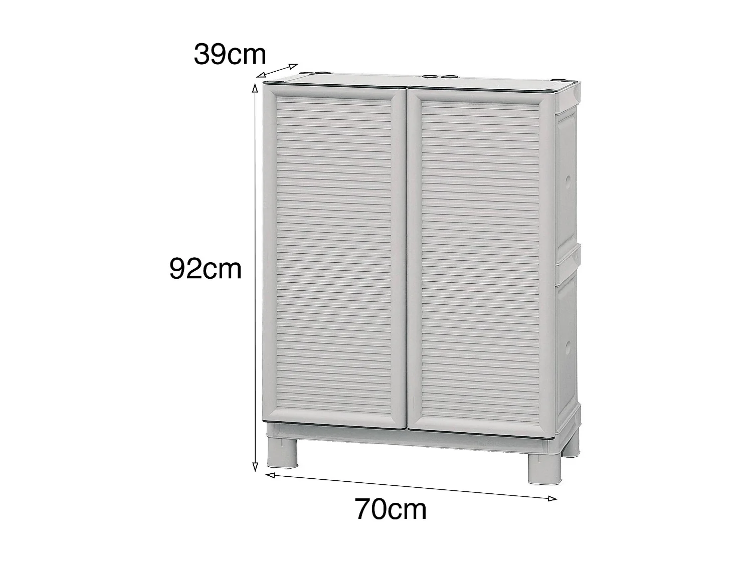 Armoire d'extérieur Waremme, Mobilier d'extérieur, Armoire de balcon polyvalente, Armoire d'extérieur, 100% Made in Italy, Gris clair, 70x39h92 cm