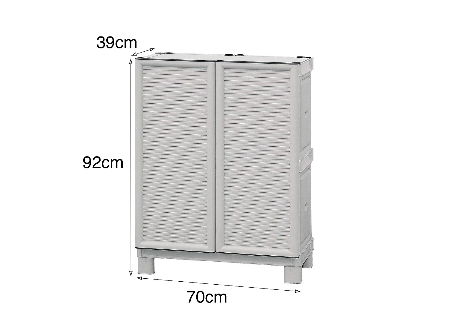 Armoire d'extérieur Waremme, Mobilier d'extérieur, Armoire de balcon polyvalente, Armoire d'extérieur, 100% Made in Italy, Gris clair, 70x39h92 cm