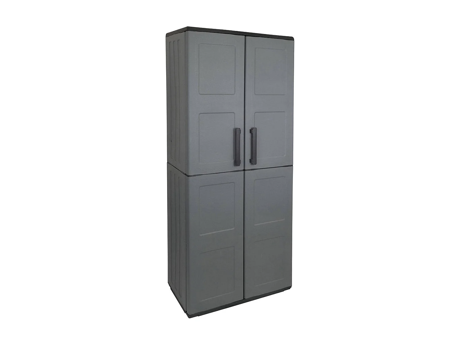 Armoire d'extérieur Geel, Armoire porte-balai polyvalente, Armoire d'extérieur 2 portes, 100% Made in Italy, Finition damier, 68x37h163 cm, Gris et Noir