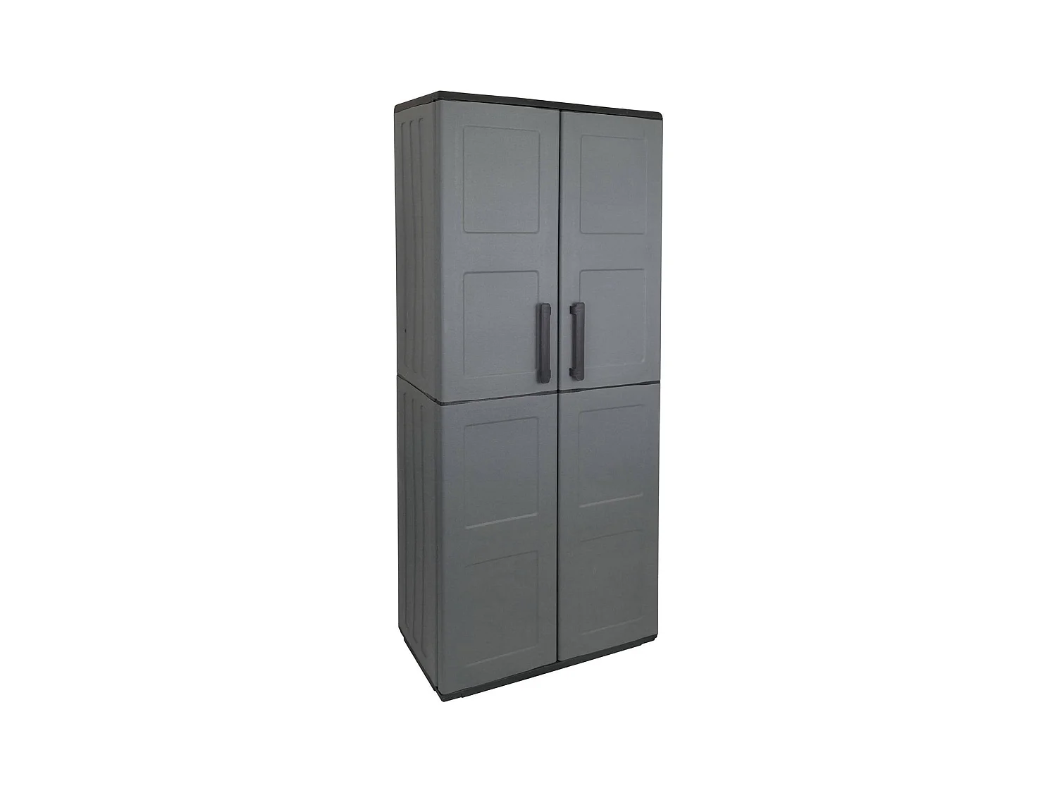 Armoire d'extérieur Geel, Armoire porte-balai polyvalente, Armoire d'extérieur 2 portes, 100% Made in Italy, Finition damier, 68x37h163 cm, Gris et Noir