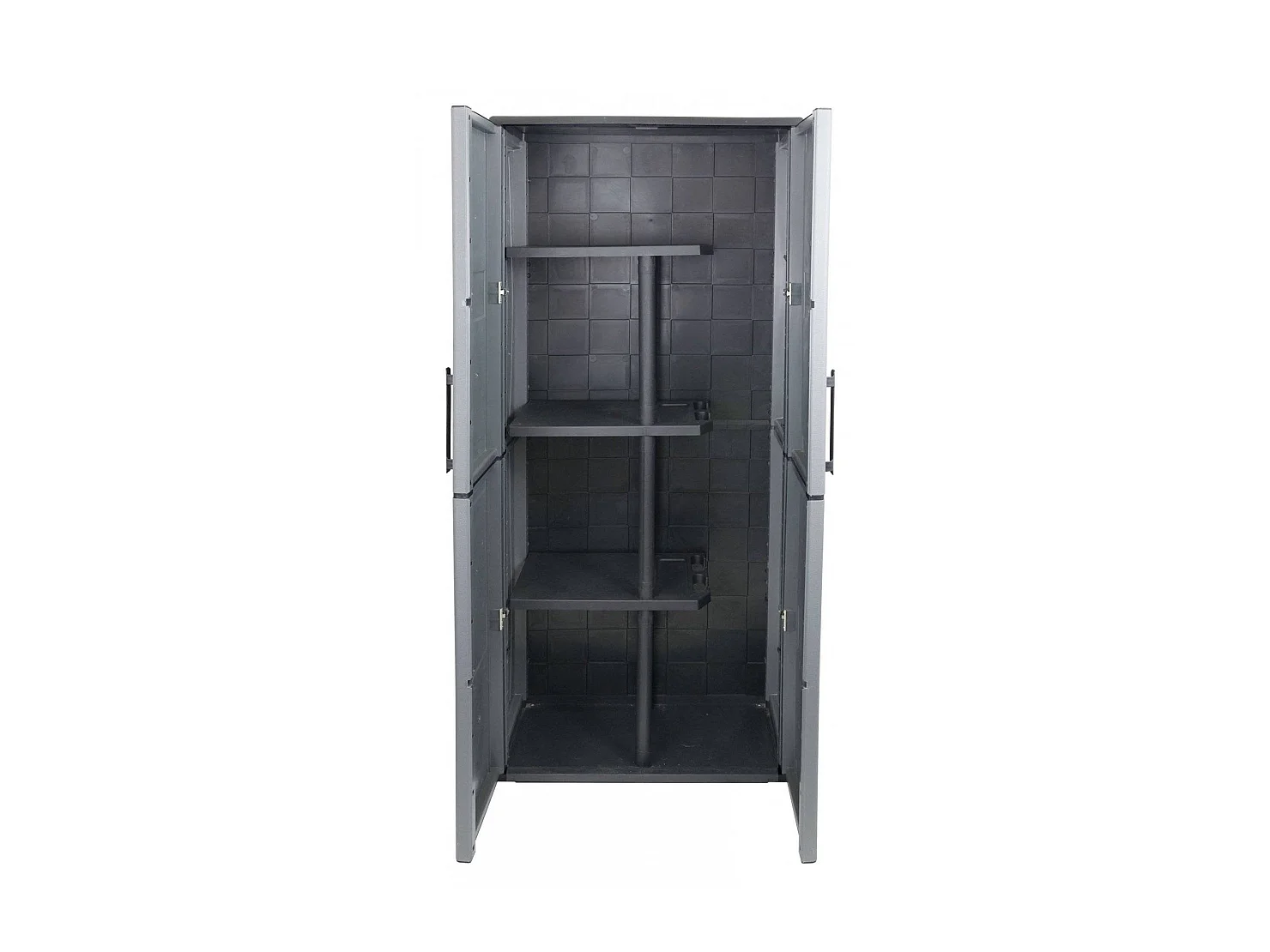 Dargentes buitenkast, Multifunctionele bezemkast, 2-deurs buitenkast, 100% Made in Italy, Vierkante afwerking, 68x37h163 cm, Grijs en Zwart