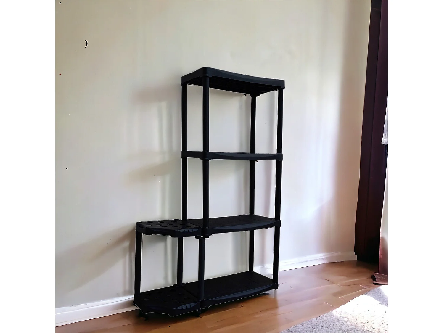 Armoire d'extérieur Beveren, Etagère d'extérieur, Armoire de balcon polyvalente avec 2 étagères, 100% Made in Italy, 89x30h133 cm, Anthracite