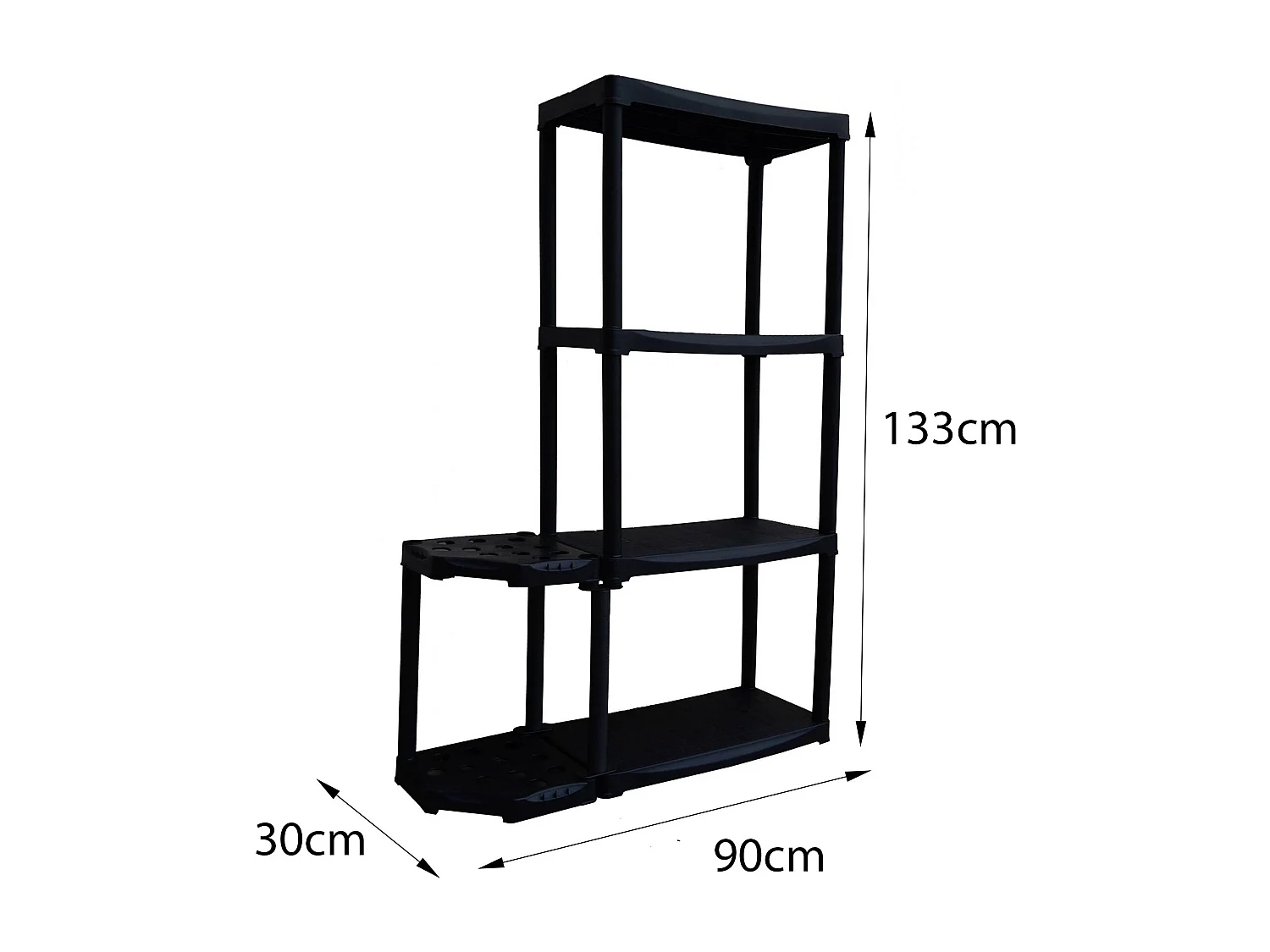 Armoire d'extérieur Beveren, Etagère d'extérieur, Armoire de balcon polyvalente avec 2 étagères, 100% Made in Italy, 89x30h133 cm, Anthracite