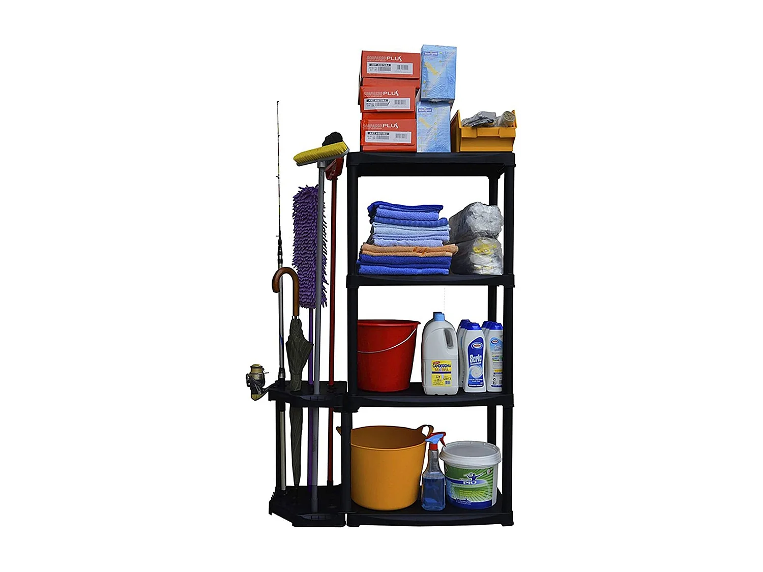 Dallegrett buitengarderobe, Buitenplank, Multifunctionele balkongarderobe met 2 planken, 100% Made in Italy, 89x30h133 cm, Antraciet