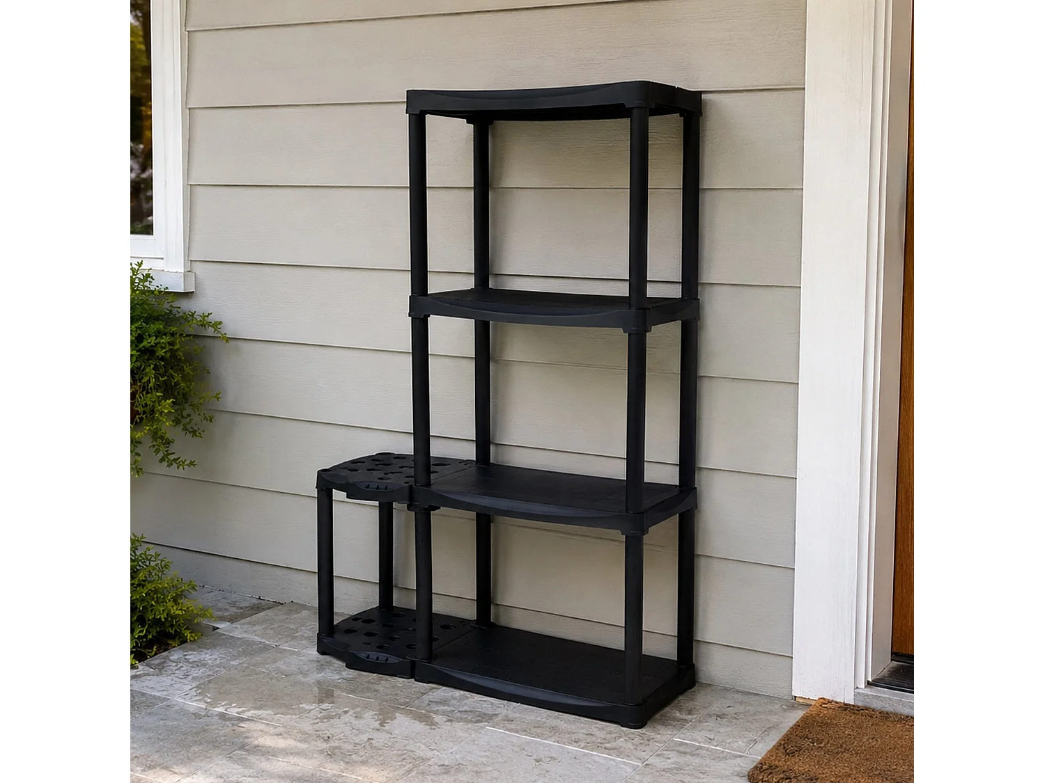Dallegrett Outdoor-Garderobe, Outdoor-Regal, Mehrzweck-Balkongarderobe mit 2 Regalen, 100 %  Italy, 89 x 30 x 133 cm, Anthrazit