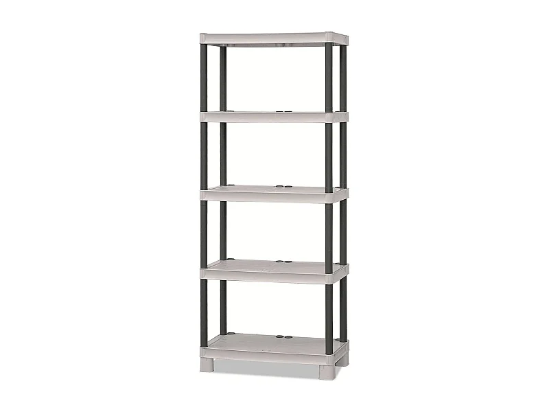 Armoire d'extérieur Perwez, Etagère d'extérieur, Armoire de balcon polyvalente avec 3 étagères, 100% Made in Italy, 70x35h172 cm, Gris clair et noir