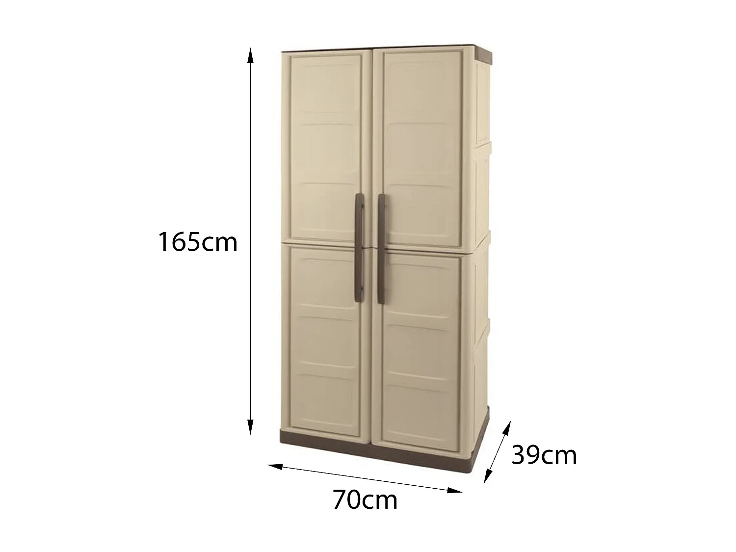 Dbattistin-AuÃŸengarderobe, Mehrzweck-Balkonschrank, 2-türiger AuÃŸenschrank, 100 % Made in Italy, Beige und Braun, kariertes Finish, 70 x 39 x 165 cm