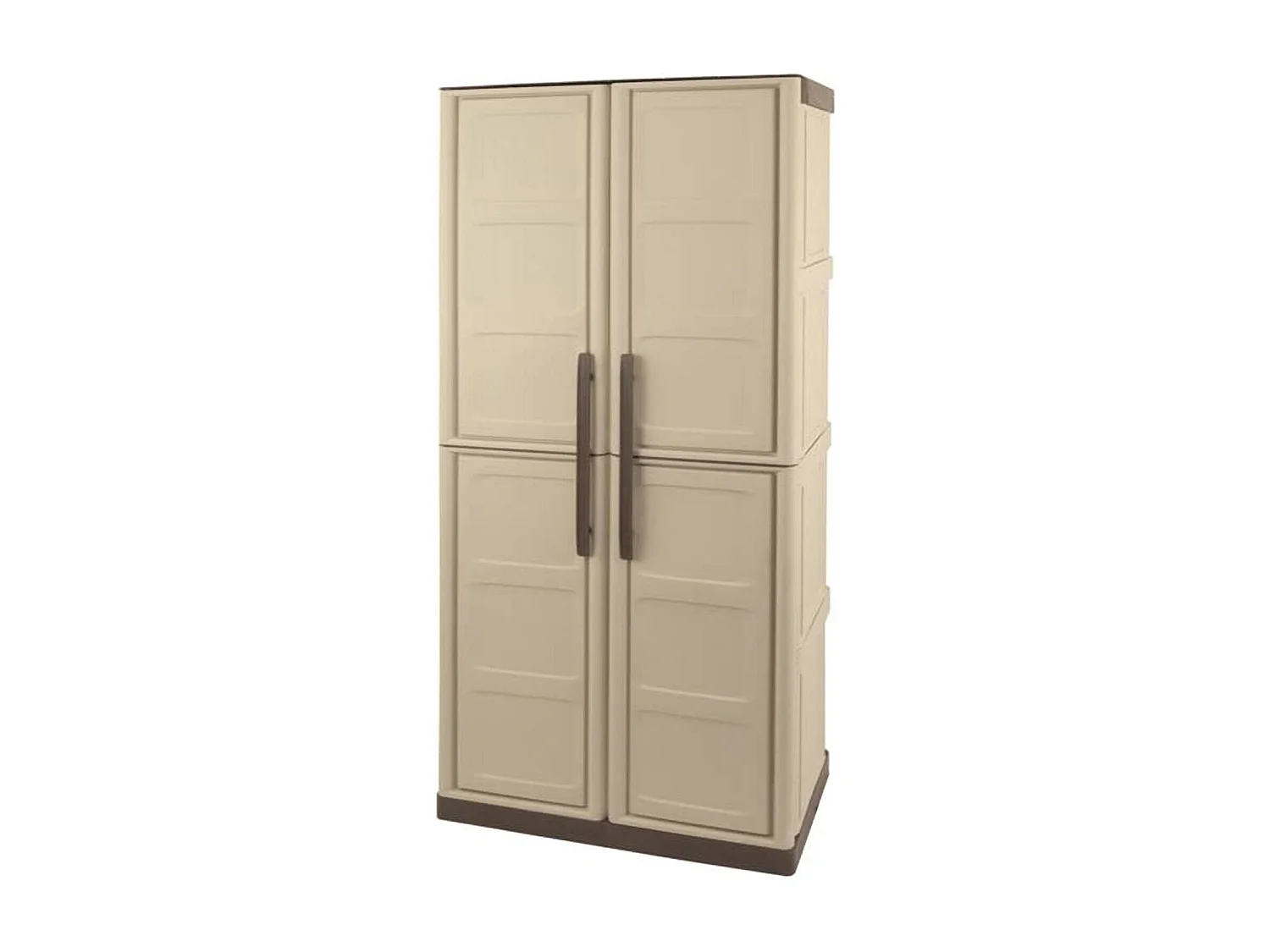 Armário de exterior Dbattistin, Armário de varanda multiusos, Armário exterior de 2 portas, 100% Made in Italy, Bege e Castanho, Acabamento de pintura, 70x39h165 cm
