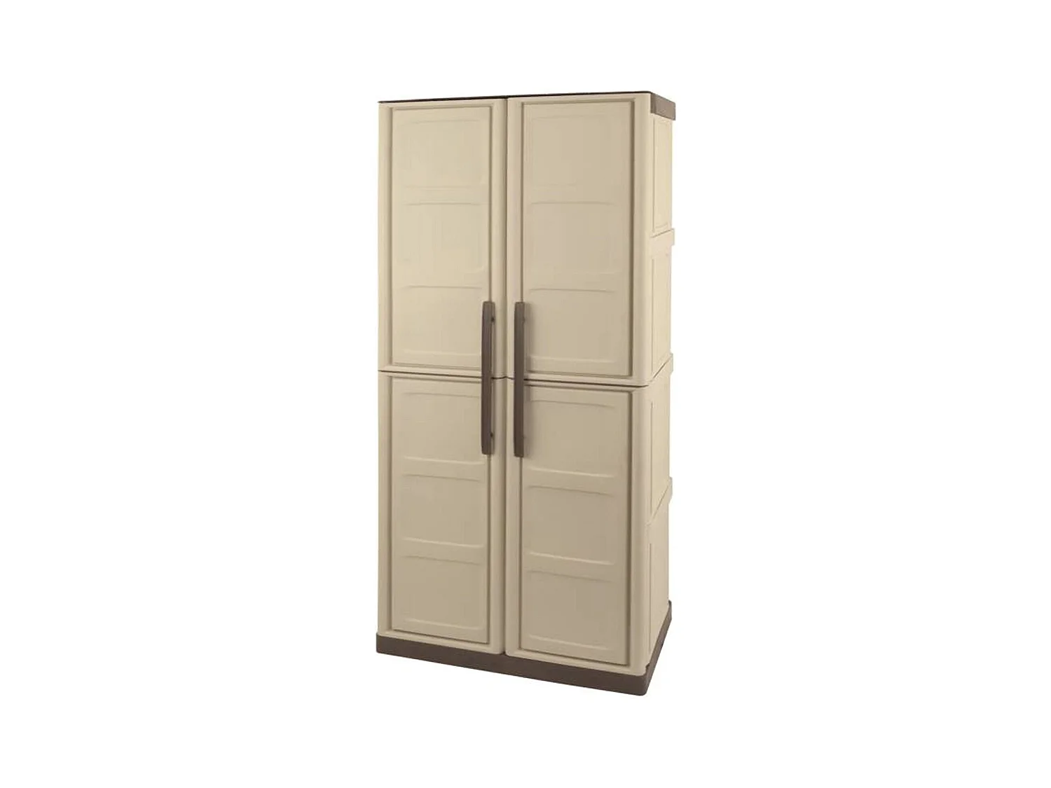 Armário de exterior Dbattistin, Armário de varanda multiusos, Armário exterior de 2 portas, 100% Made in Italy, Bege e Castanho, Acabamento de pintura, 70x39h165 cm