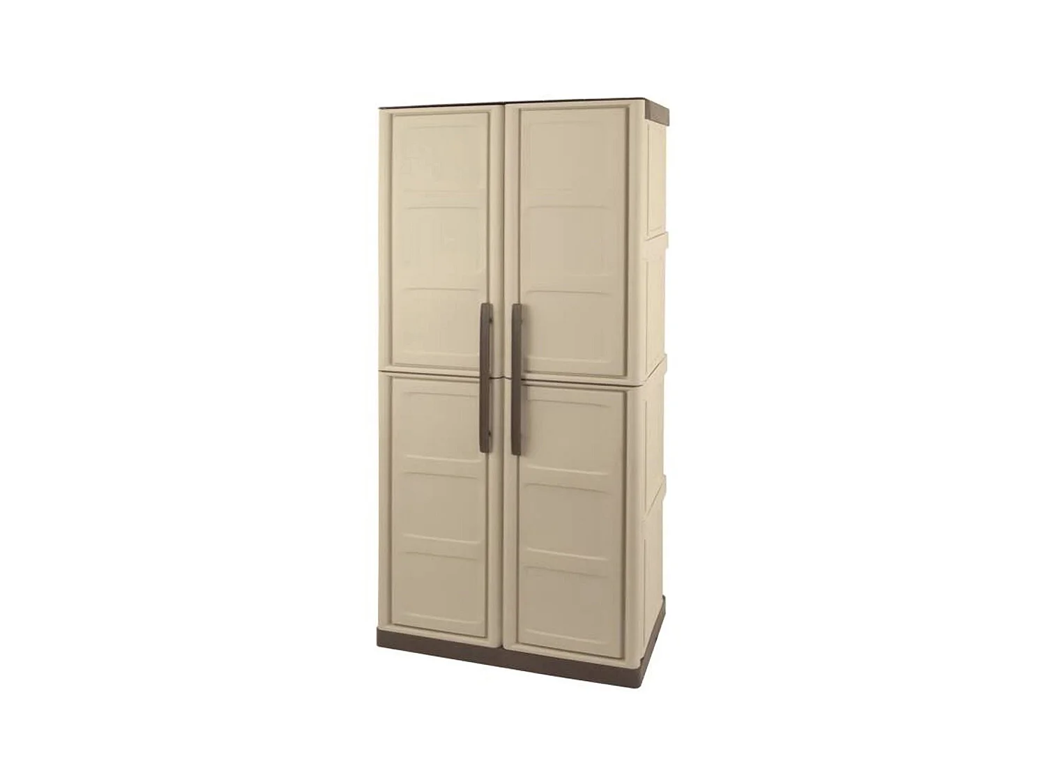Dbattistin-AuÃŸengarderobe, Mehrzweck-Balkonschrank, 2-türiger AuÃŸenschrank, 100 % Made in Italy, Beige und Braun, kariertes Finish, 70 x 39 x 165 cm