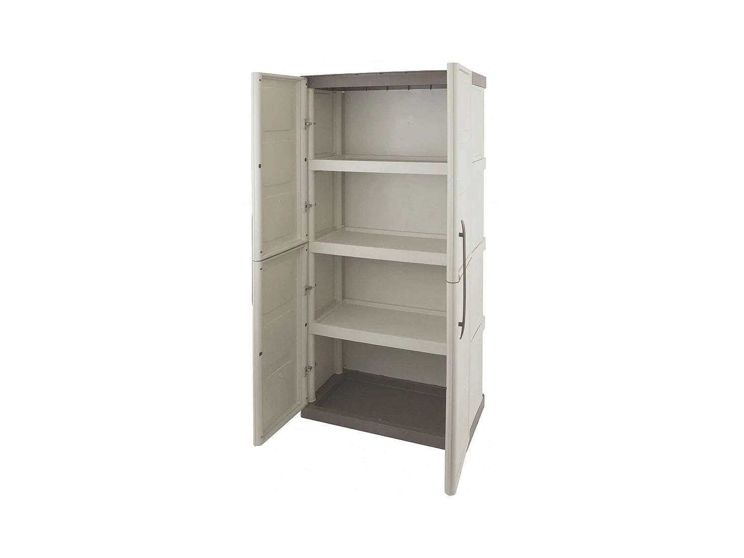 Dbattistin-AuÃŸengarderobe, Mehrzweck-Balkonschrank, 2-türiger AuÃŸenschrank, 100 % Made in Italy, Beige und Braun, kariertes Finish, 70 x 39 x 165 cm