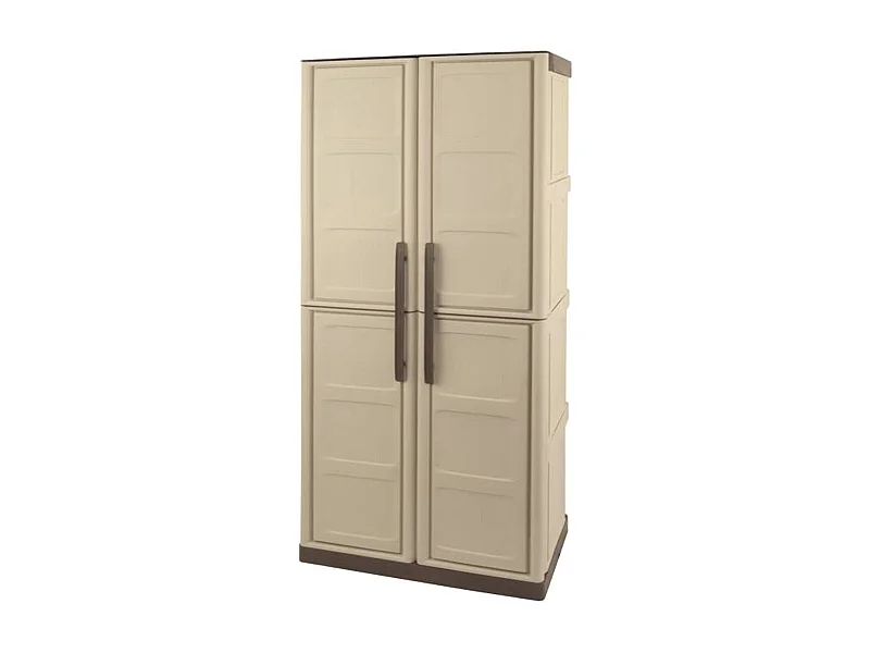 Armadio da Esterno Adenina, 3 Ripiani Made in Italy, 39x70x165h cm Beige, Mobile da Giardino