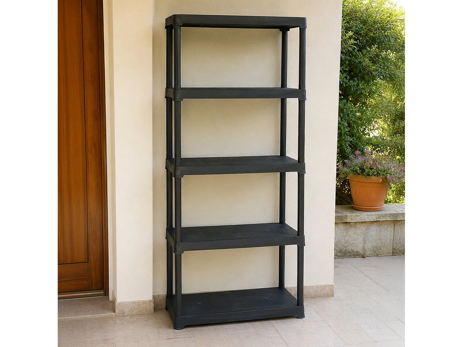 Armoire d'extérieur Damme, Etagère d'extérieur, Armoire de balcon polyvalente, Armoire d'extérieur, 100% Made in Italy, Anthracite, 90x40h176 cm