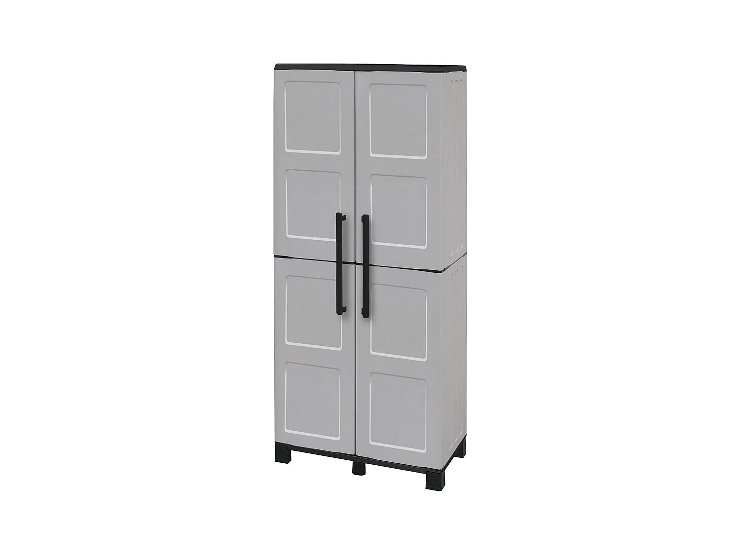 Armoire d'extérieur Verviers, Armoire de balcon polyvalente à 2 portes, 100% Made in Italy, 68x37h169 cm, Gris clair et noir, Finition damier