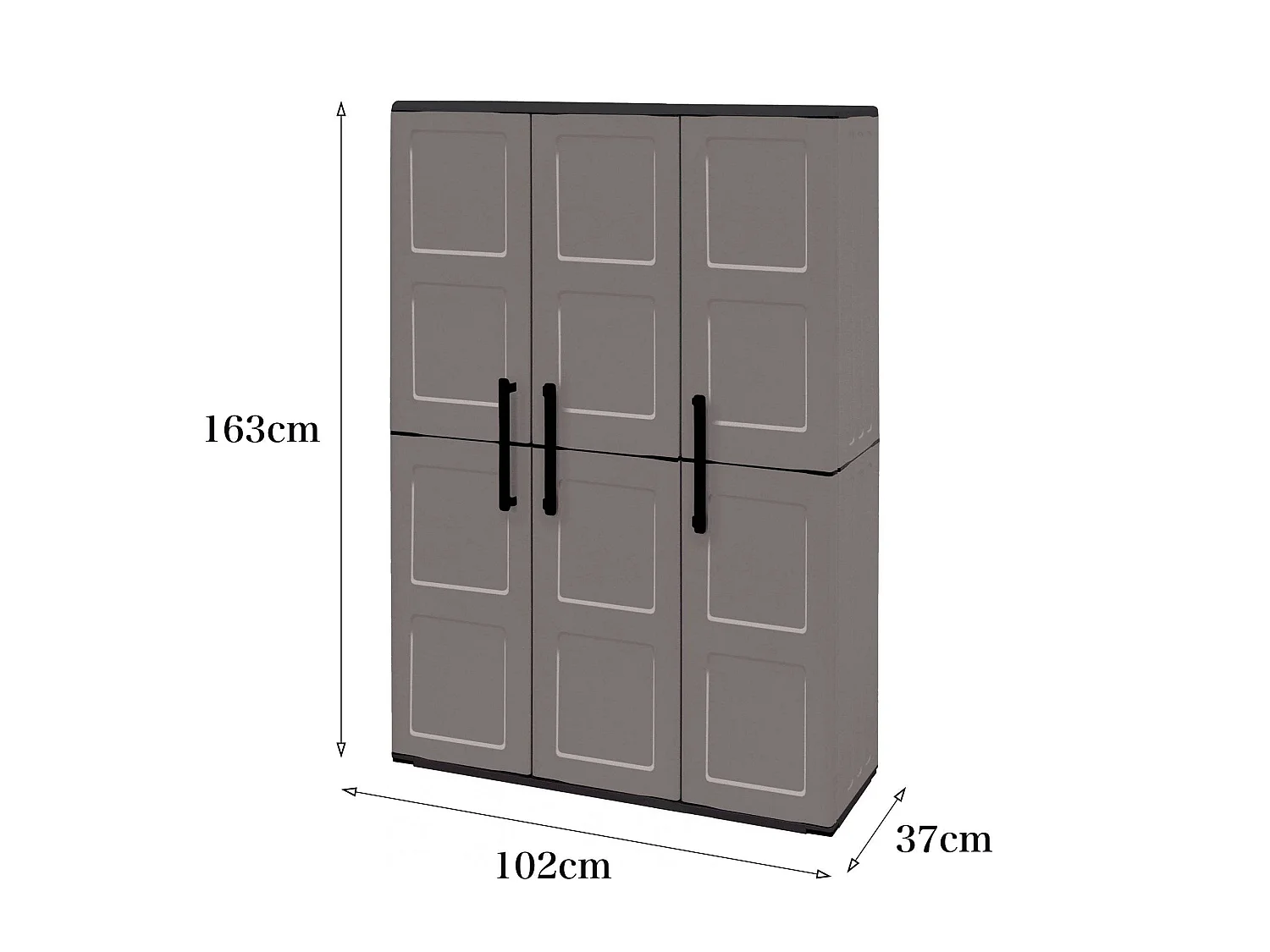 Armadio da Esterno Amordel, 3 Ripiani Made in Italy, 37x102x163h cm Grigio, Mobile da Giardino