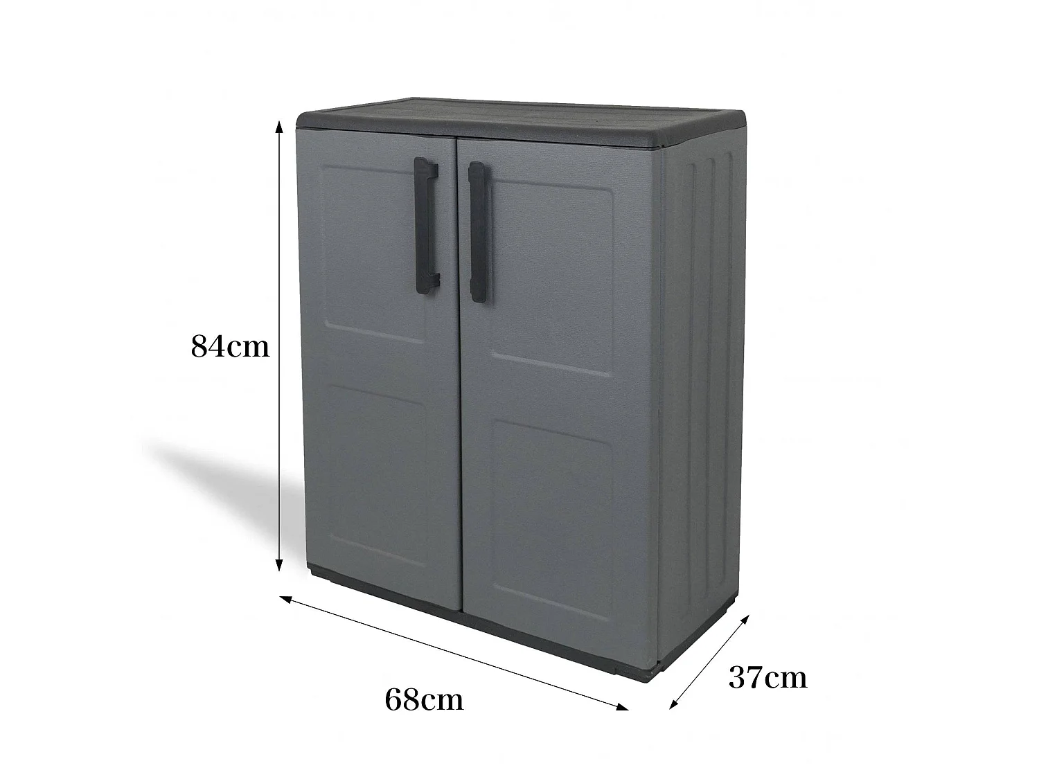 Armário de exterior Dbavagnol, Armário de varanda multiusos, Armário exterior com 2 portas, 100% Made in Italy, 68x37h84 cm, Acabamento de pintura, Cinza e Preto
