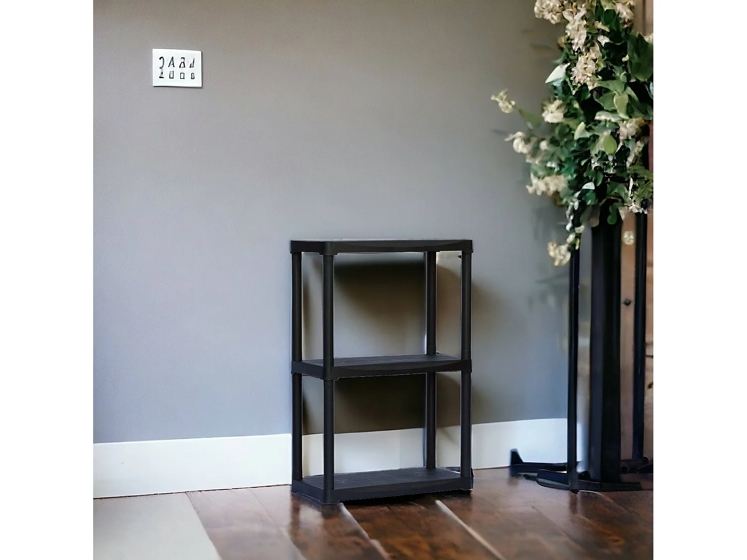 Armoire d'extérieur Anversa, Etagère d'extérieur, Armoire de balcon polyvalente avec 1 étagère, 100% Made in Italy, 60x30h90 cm, Anthracite