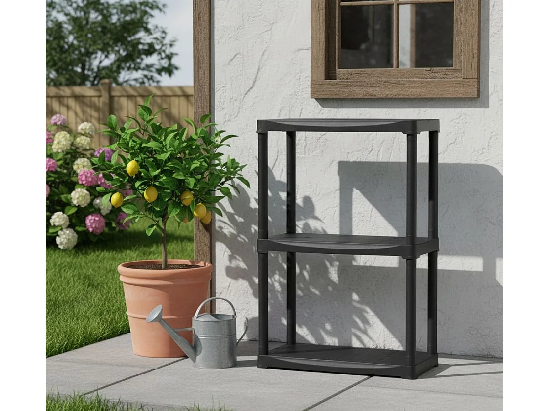 Armoire d'extérieur Anversa, Etagère d'extérieur, Armoire de balcon polyvalente avec 1 étagère, 100% Made in Italy, 60x30h90 cm, Anthracite