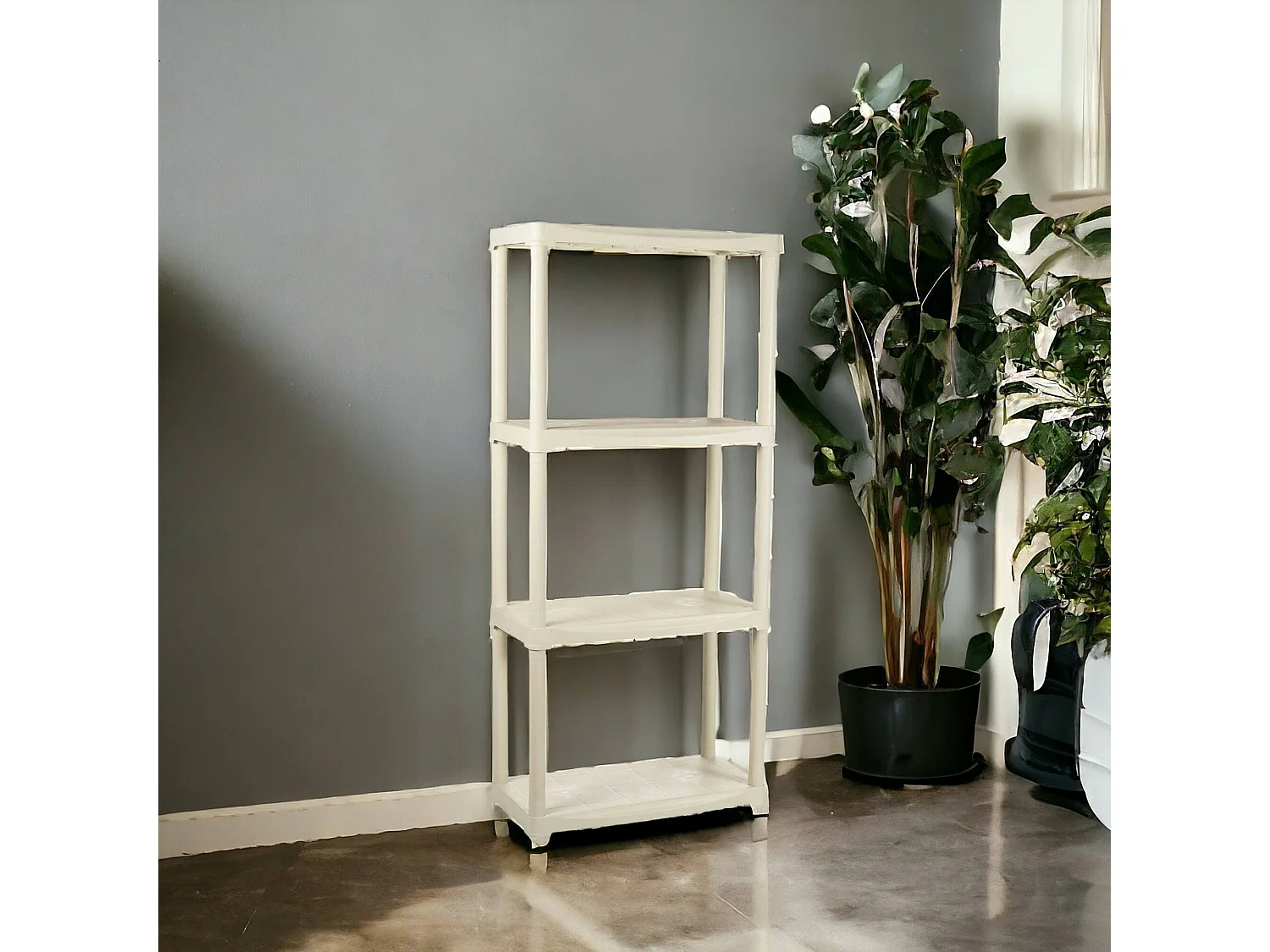 Armoire d'extérieur Eupen, Etagère d'extérieur, Armoire de balcon polyvalente, Armoire d'extérieur, 100% Made in Italy, 60x30h133 cm, Blanc