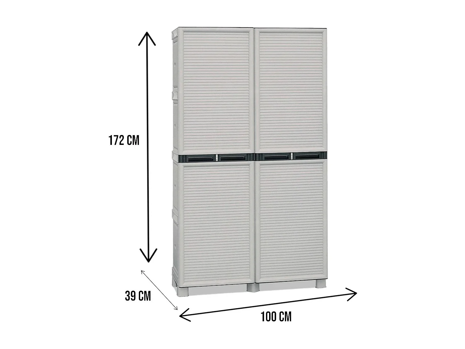 Dbaldanz buitengarderobe, Buitenkast, Multifunctionele waskast, 100% Made in Italy, Lichtgrijs, 100x39h172 cm