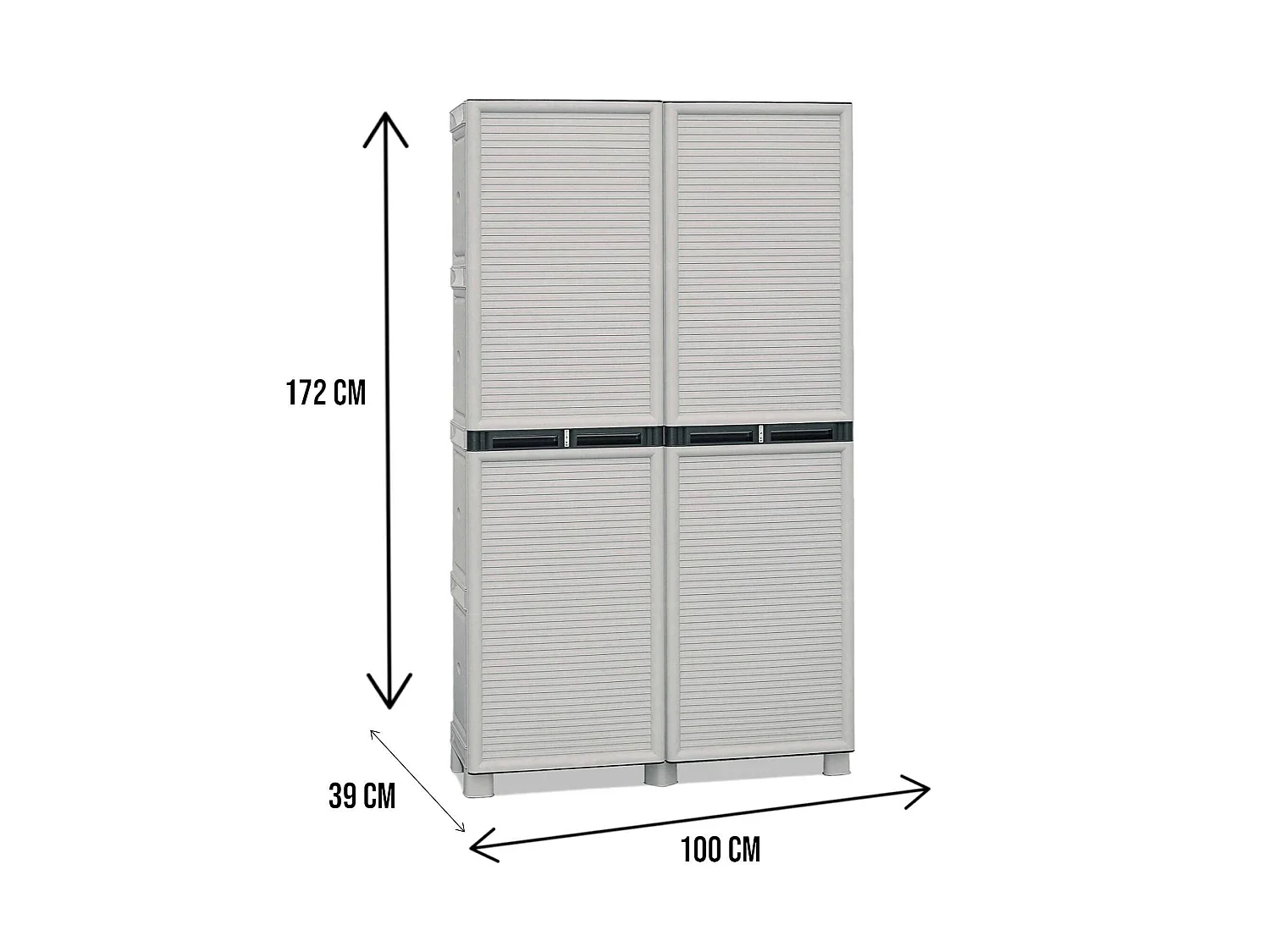 Armoire d'extérieur Liège, Mobilier d'extérieur, Armoire de buanderie polyvalente, 100% Made in Italy, Gris clair, 100x39h172 cm