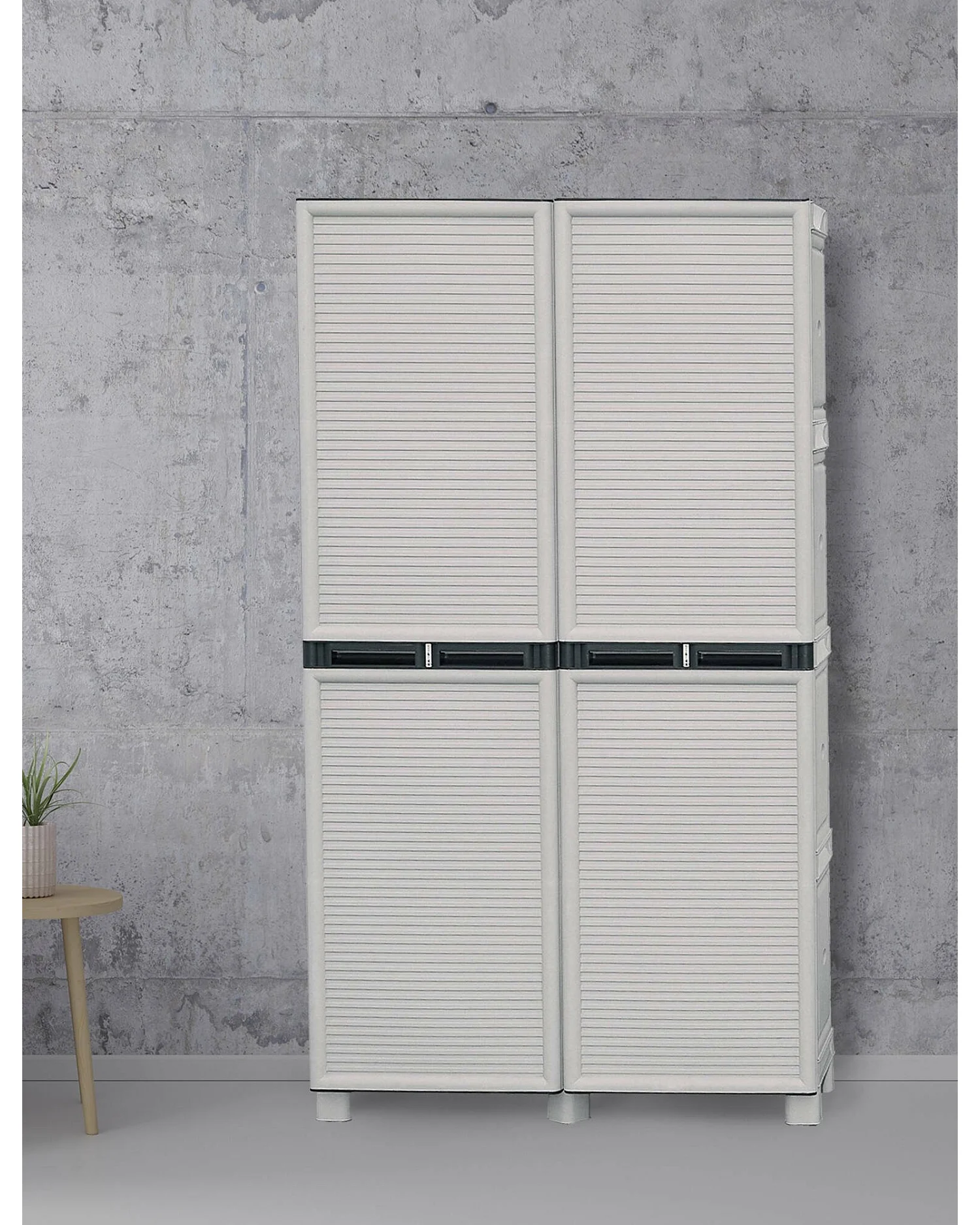 Liège Outdoor-Garderobe, Outdoor-Möbel, Mehrzweck-Wäschegarderobe, 100 % Made in Italy, Hellgrau, 100 x 39 x 172 cm