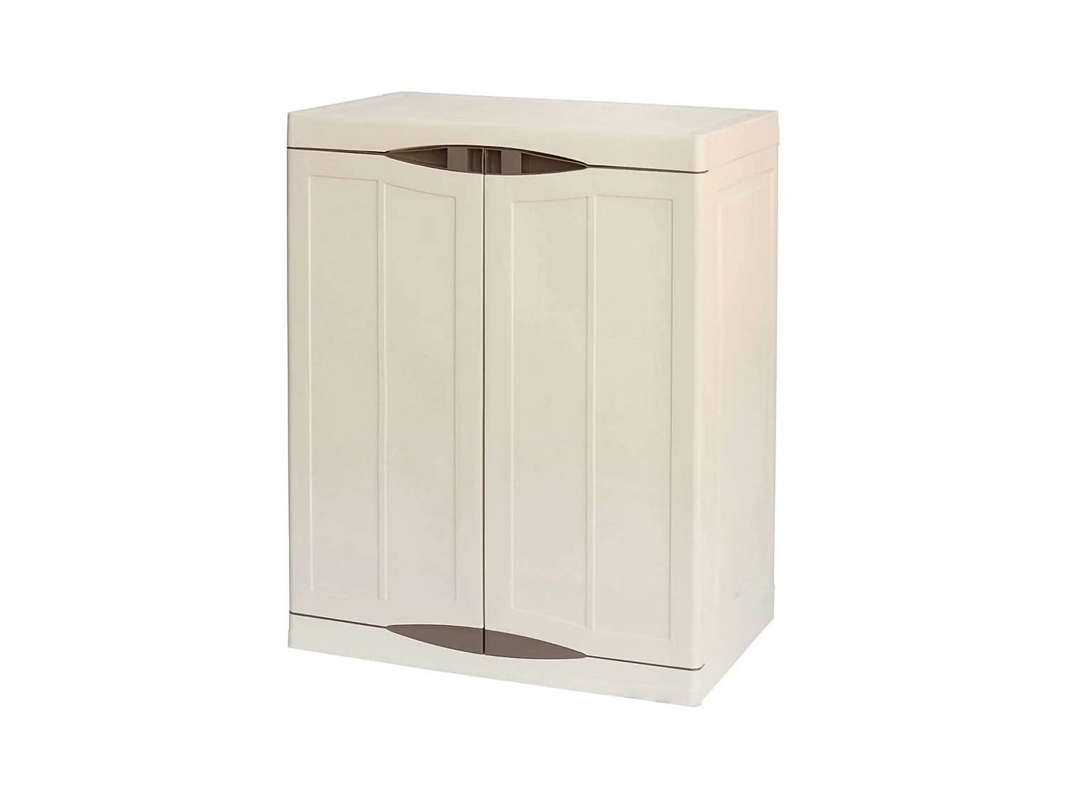 Armoire d'extérieur Courtrai, Armoire de balcon polyvalente, Mobilier d'extérieur avec 2 portes, 100% Made in Italy, Beige et Marron, 70x47h91 cm, Finition élégante