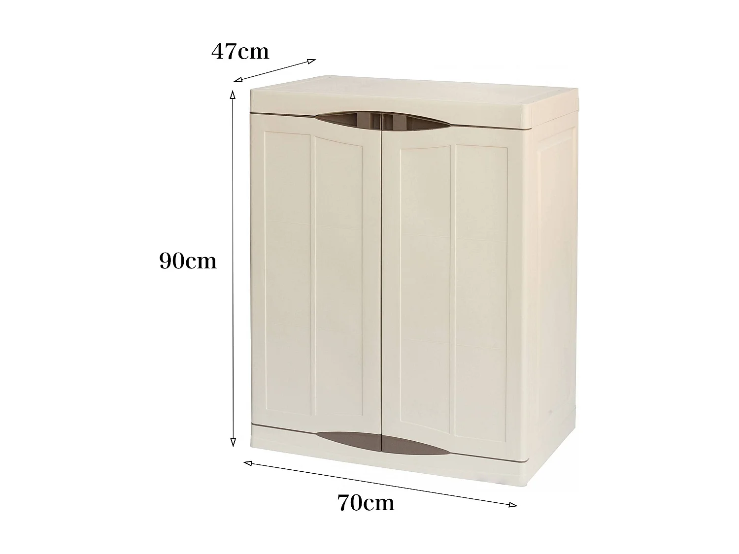 Armoire d'extérieur Courtrai, Armoire de balcon polyvalente, Mobilier d'extérieur avec 2 portes, 100% Made in Italy, Beige et Marron, 70x47h91 cm, Finition élégante