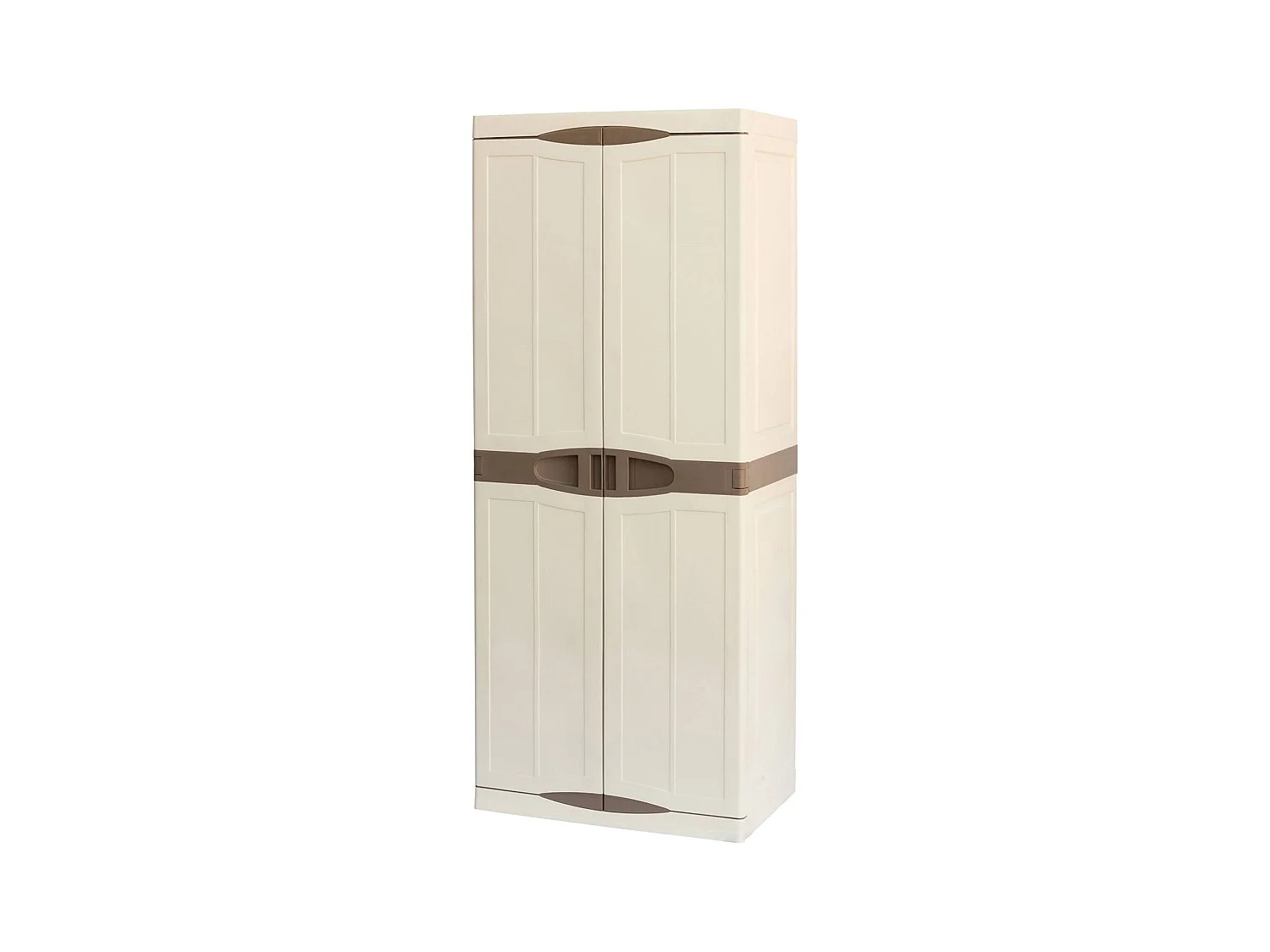 Armoire d'extérieur Marchin, Armoire de balcon polyvalente, Armoire d'extérieur 2 portes, 100% Made in Italy, Beige et Marron, Finition élégante, 70x47h179 cm