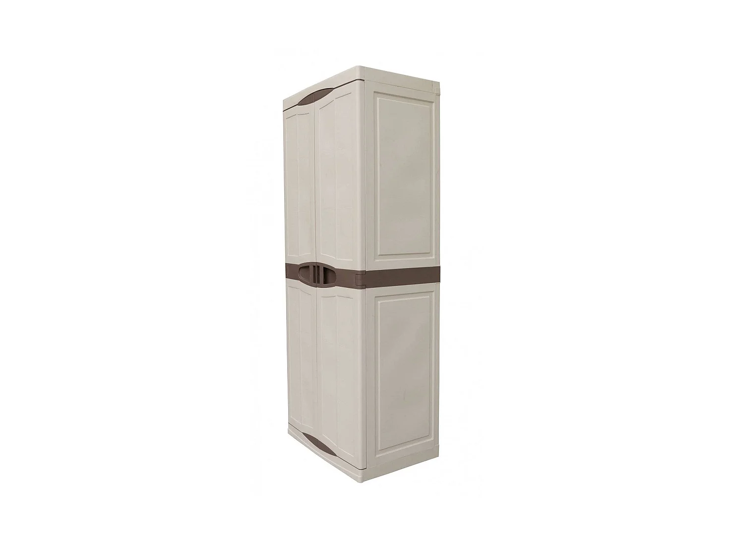 Armoire d'extérieur Marchin, Armoire de balcon polyvalente, Armoire d'extérieur 2 portes, 100% Made in Italy, Beige et Marron, Finition élégante, 70x47h179 cm