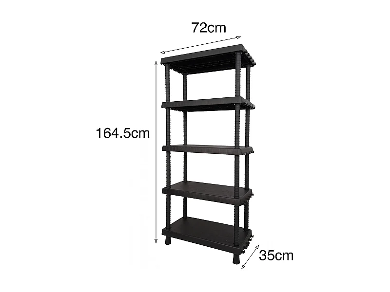 Dastrolog buitenkast, buitenplank, multifunctionele kast met 3 planken, 100% Made in Italy, Antraciet, 72x35h165 cm