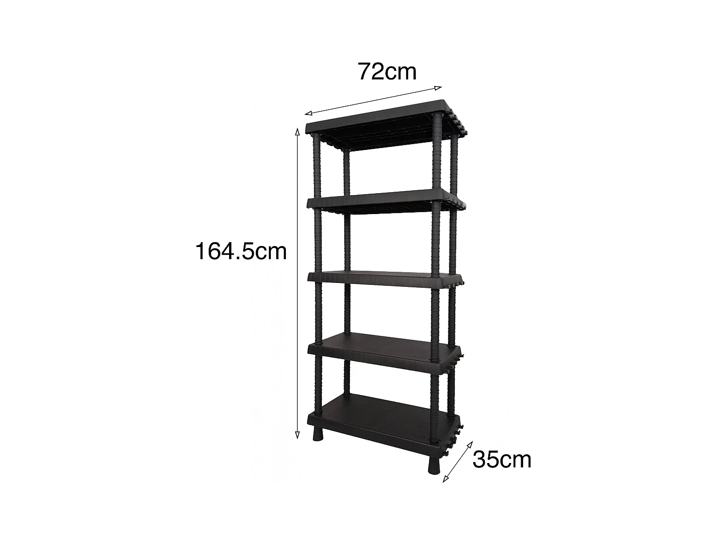 Armoire d'extérieur Incourt, Etagère d'extérieur, Armoire polyvalente avec 3 étagères, 100% Made in Italy, Anthracite, 72x35h165 cm