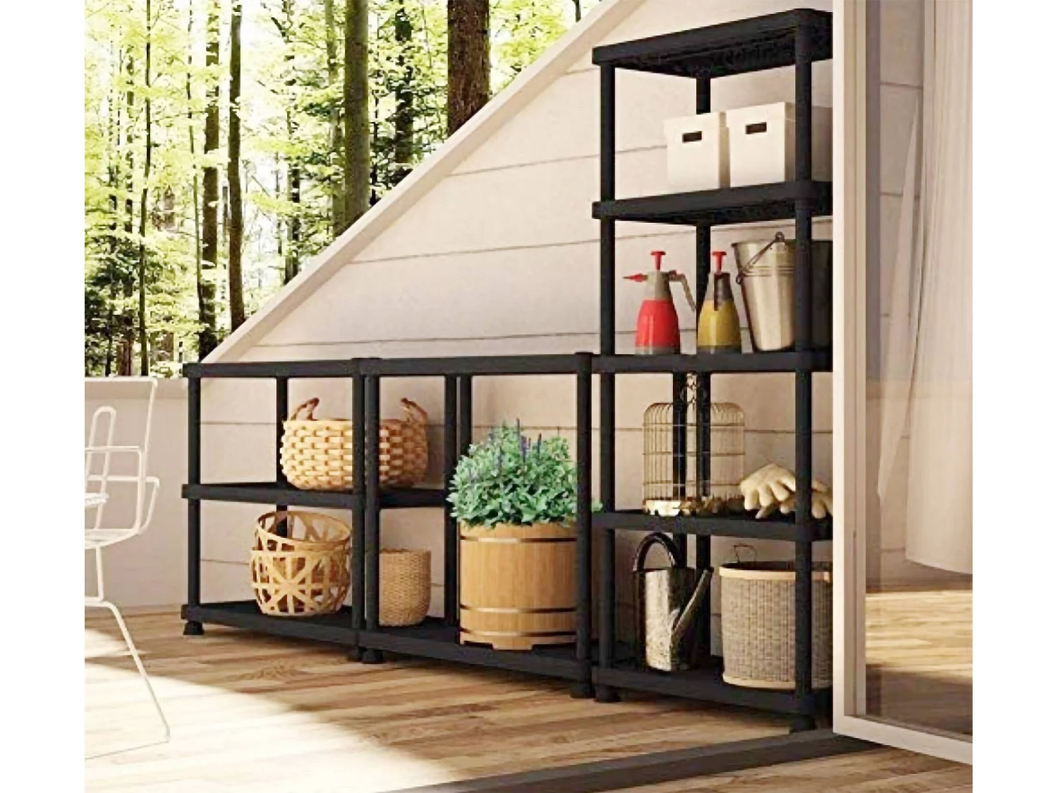 Dastrolog Outdoor-Garderobe, Outdoor-Regal, Mehrzweckschrank mit 3 Regalen, 100 % Made in Italy, Anthrazit, 72 x 35 x 165 cm