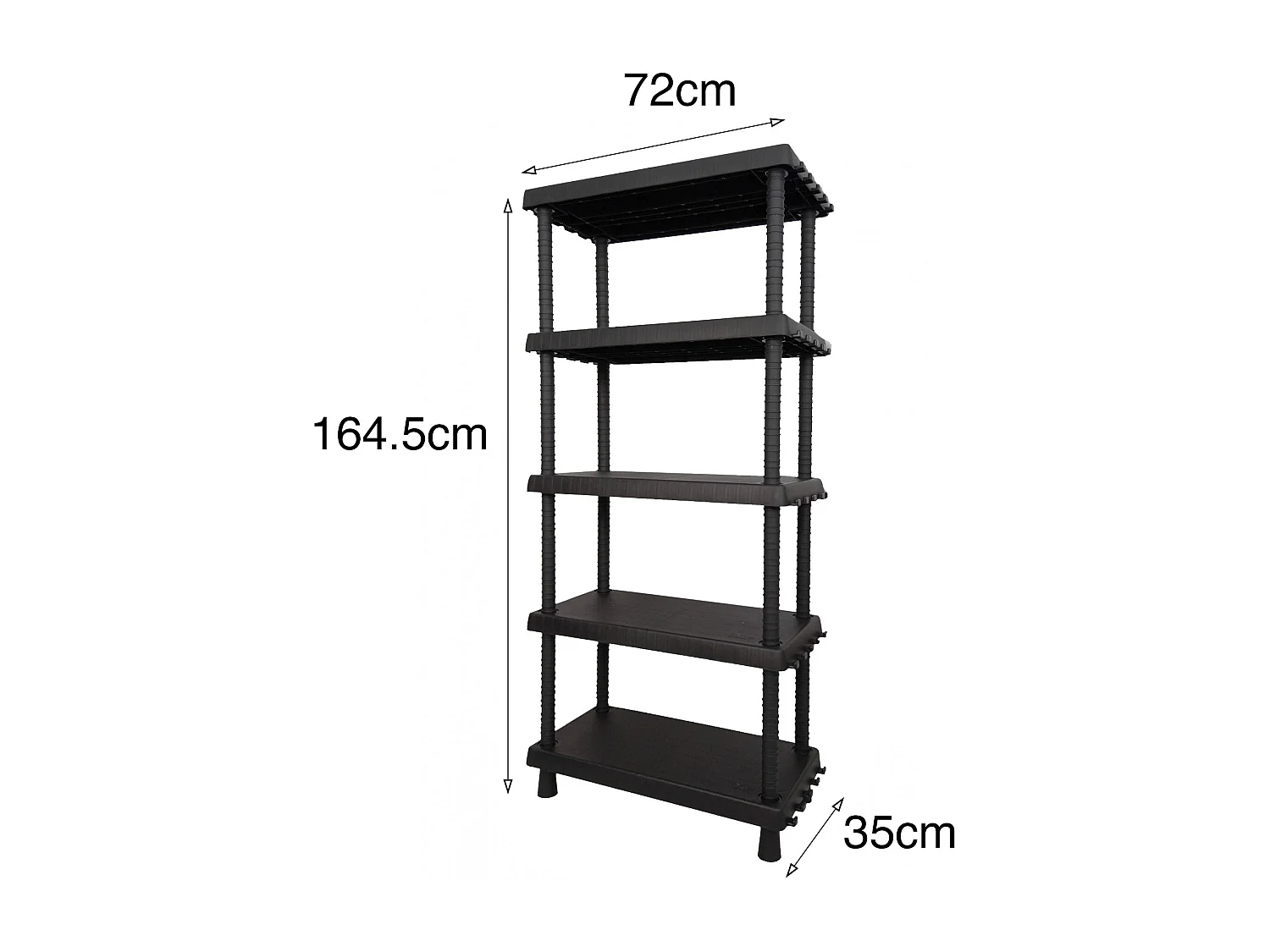 Dastrolog buitenkast, buitenplank, multifunctionele kast met 3 planken, 100% Made in Italy, Antraciet, 72x35h165 cm