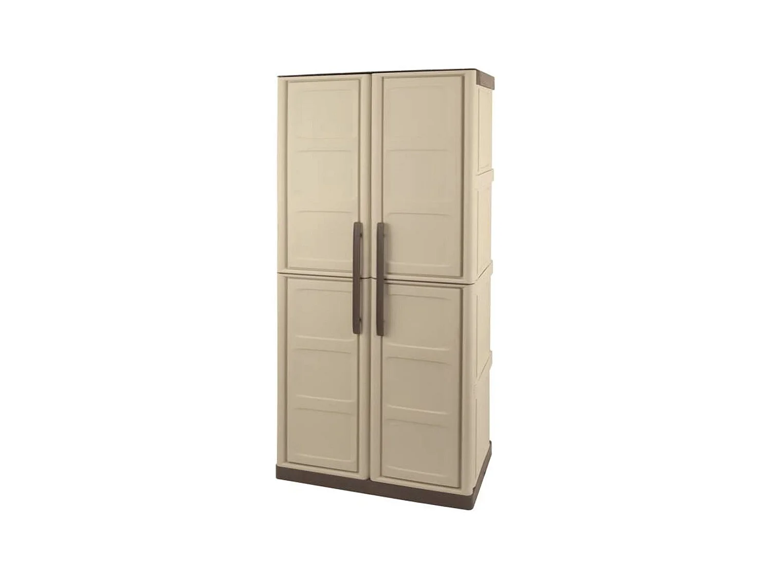 Armoire d'extérieur Avelgem, Armoire de balcon polyvalente, armoire à balais 2 portes, 100% Made in Italy, 70x47h178 cm, Beige et Marron, Finition damier