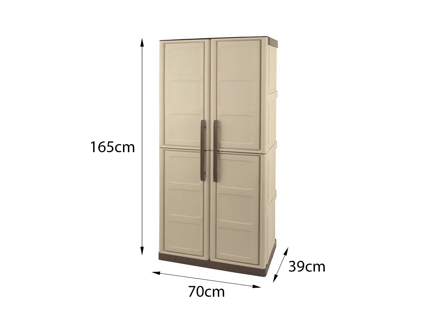 Armadio da Esterno Ipno, 3 Ripiani Made in Italy, 39x70x165h cm Beige, Mobile da Giardino