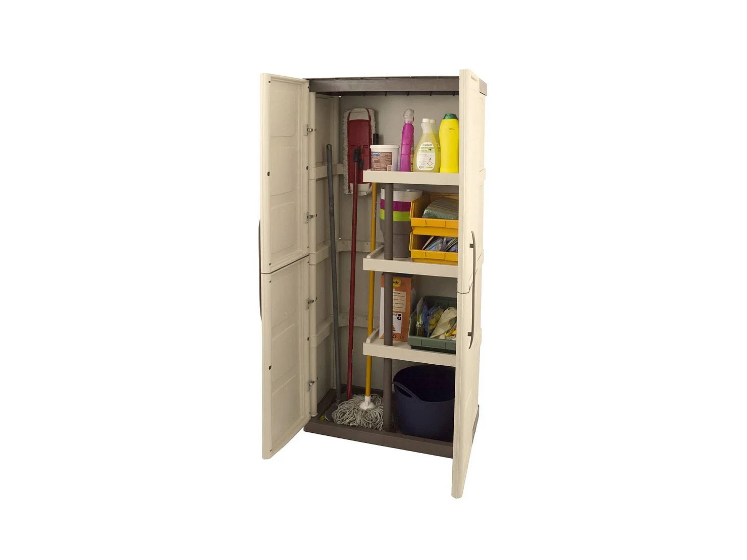 Armadio da Esterno Ipno, 3 Ripiani Made in Italy, 39x70x165h cm Beige, Mobile da Giardino