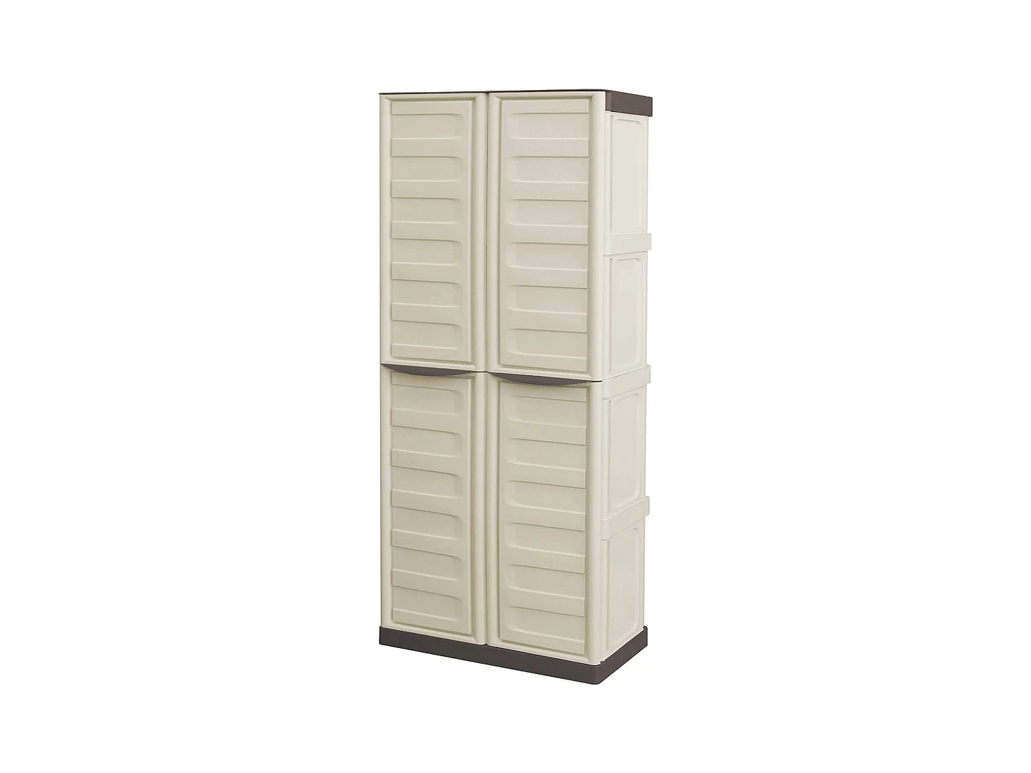 Armoire d'extérieur Marchin, Armoire de balcon polyvalente, Armoire d'extérieur 2 portes, 100% Made in Italy, Beige et Marron, Finition Rayée, 70x39h165 cm