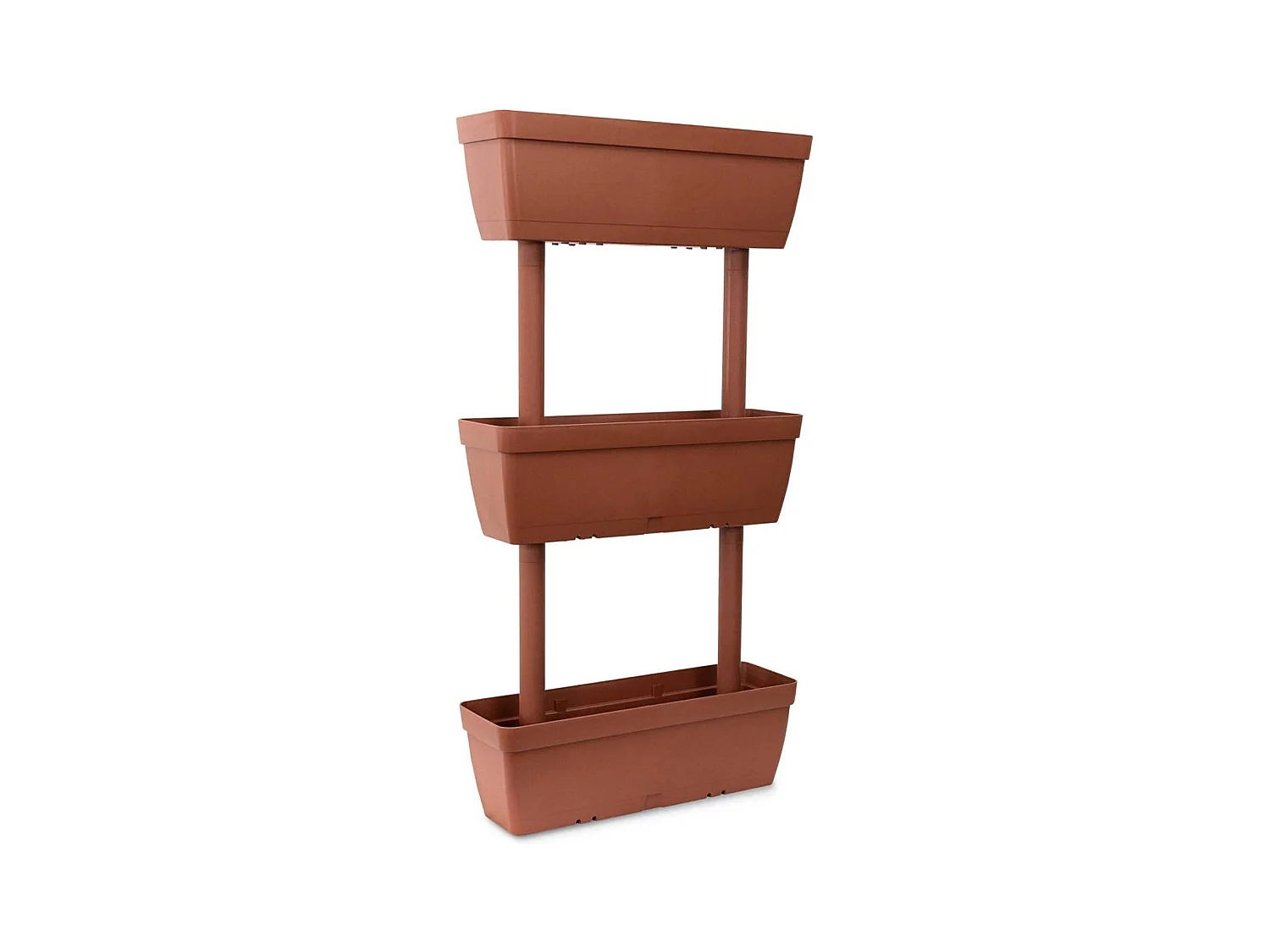 Set mit 3 Dantonacci-Vasen, Komposition für den heimischen Gemüsegarten, Blumenhalter-Set für drinnen oder drauÃŸen, 100 % Made in Italy, 49 x 16 x 100 cm, Braun