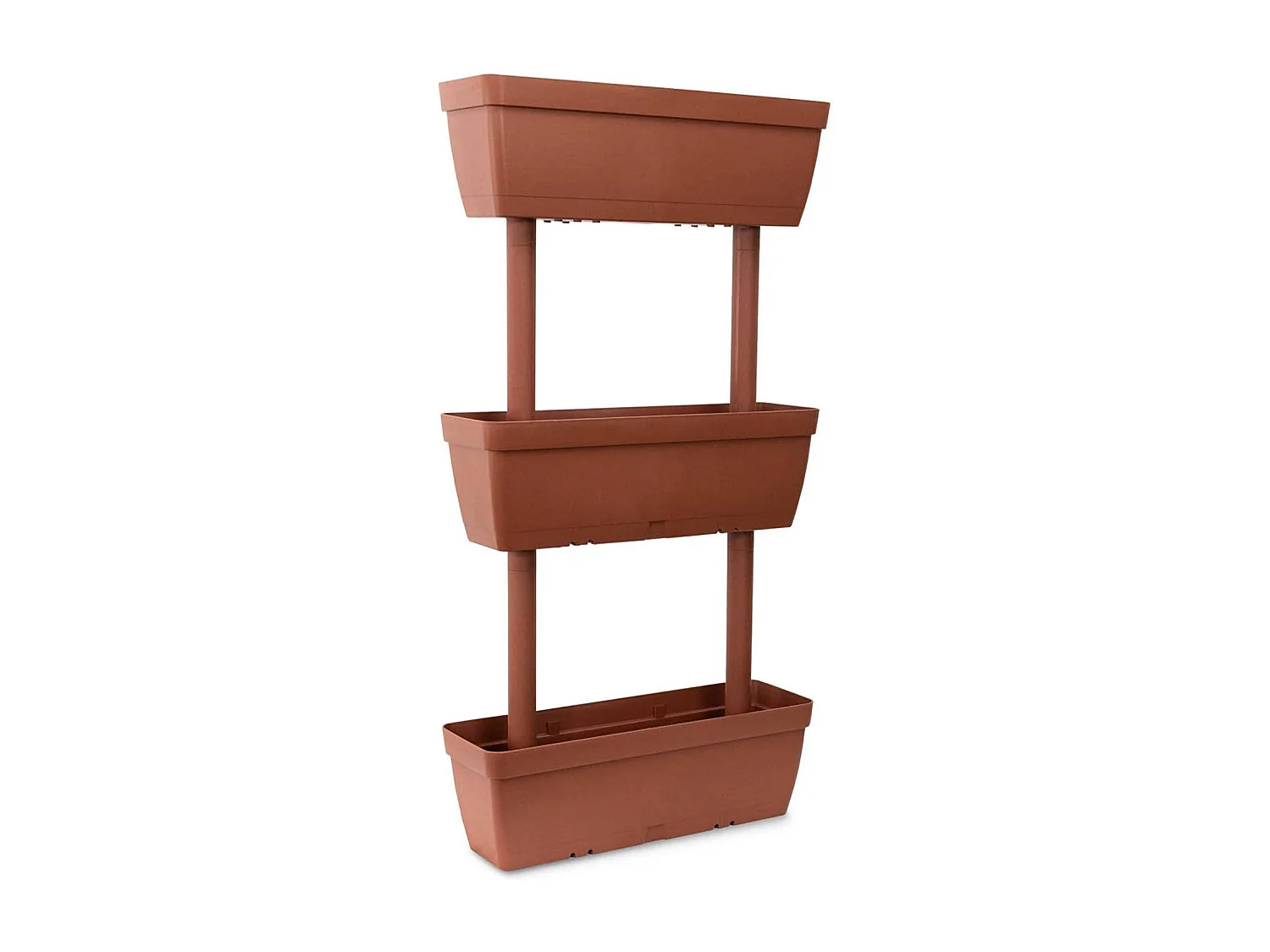 Set mit 3 Dantonacci-Vasen, Komposition für den heimischen Gemüsegarten, Blumenhalter-Set für drinnen oder drauÃŸen, 100 % Made in Italy, 49 x 16 x 100 cm, Braun