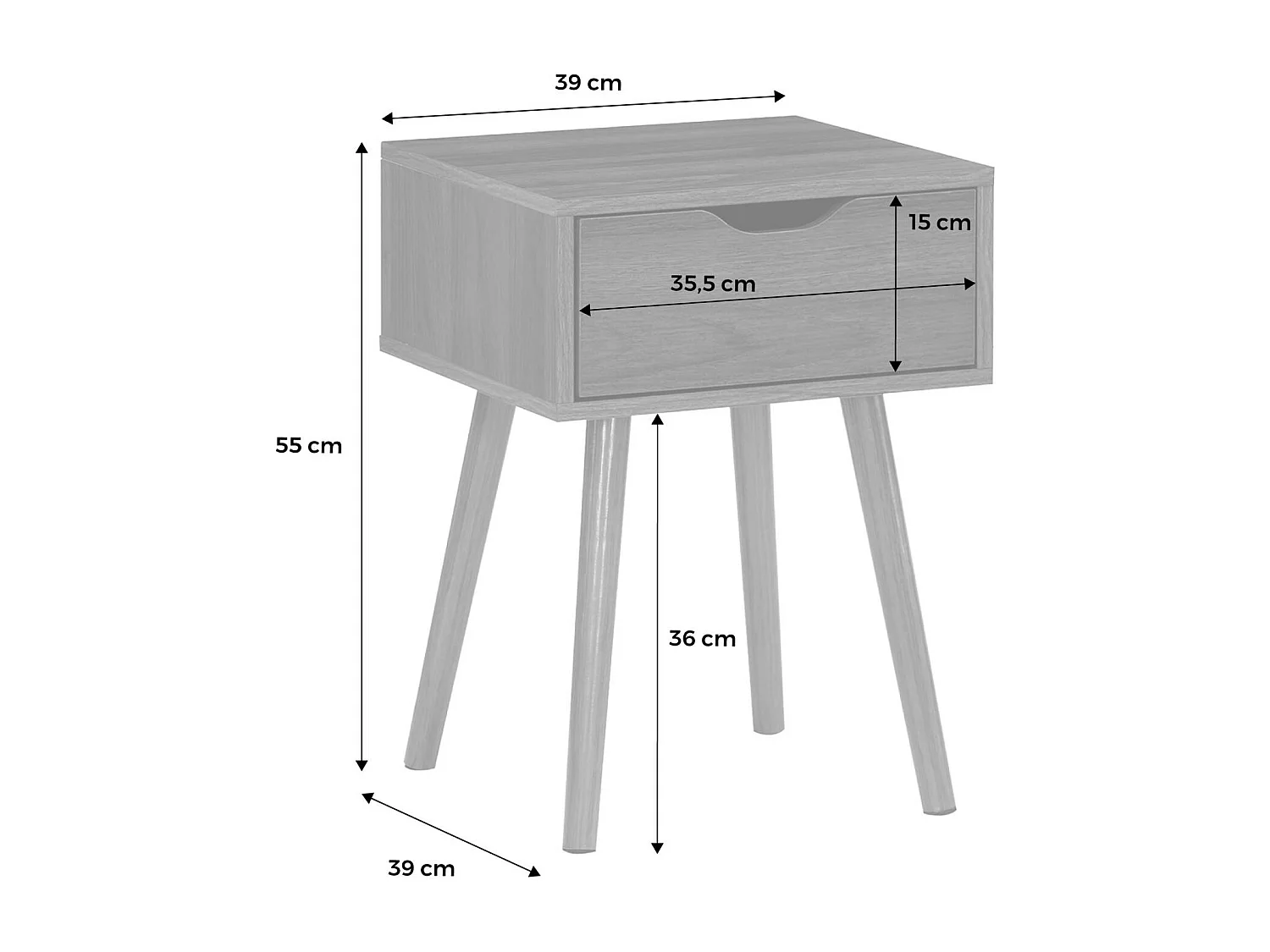 Lot de 2 tables de chevet décor bois teinté noyer. 1 tiroir