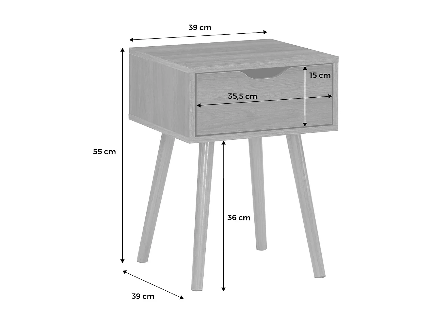 Lot de 2 tables de chevet décor bois teinté noyer. 1 tiroir