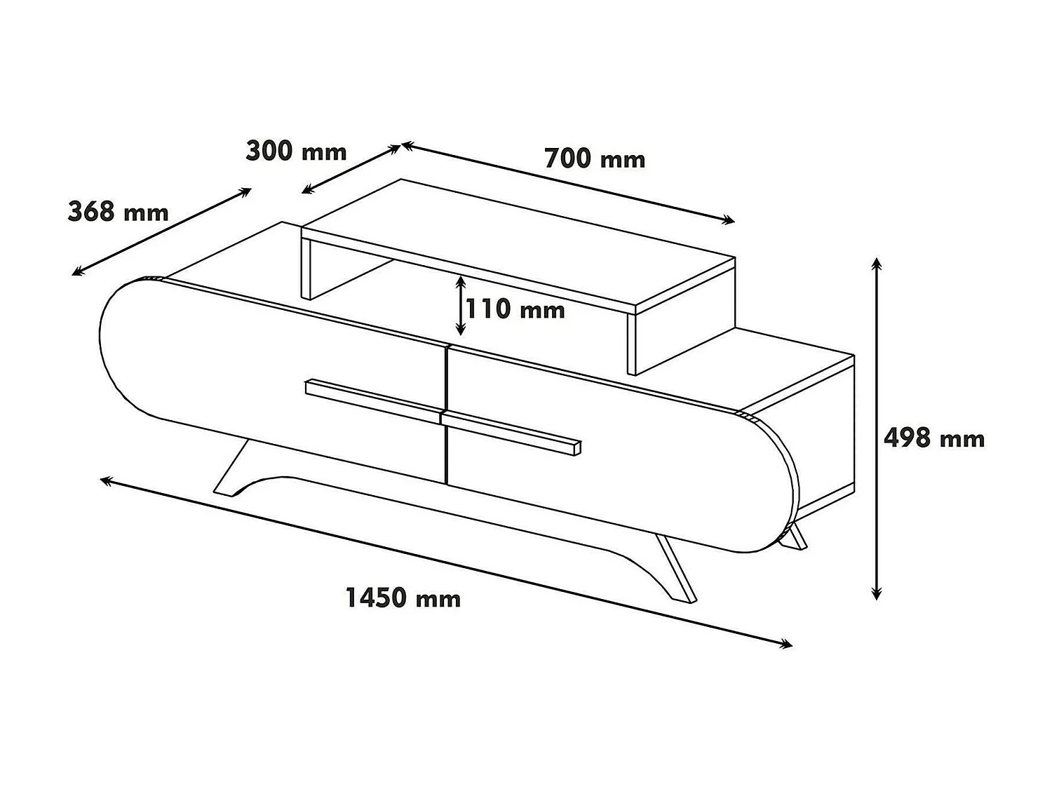 Armário de TV Dkastano, Aparador de sala, Armário de TV baixo, Base de parede atTrançado, 145x37h50 cm, Noz e Branco