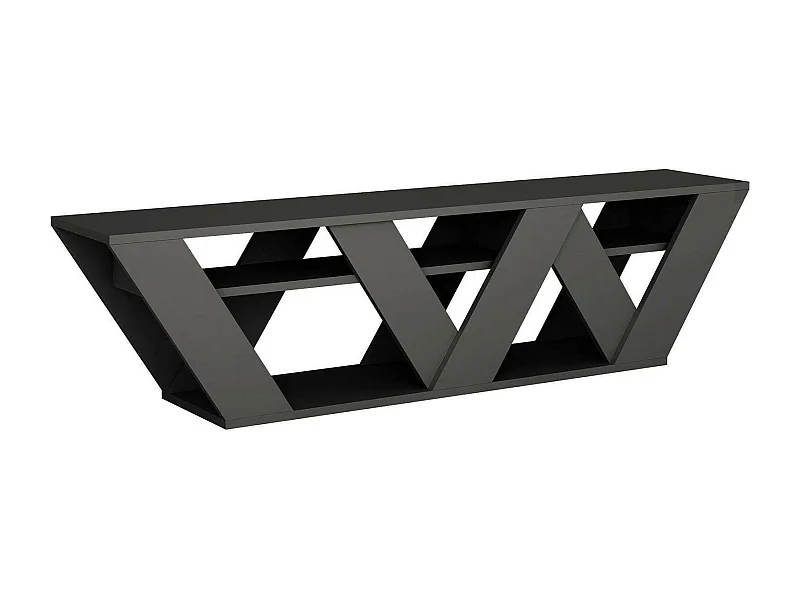 Meuble TV Alde, Buffet de salon, Armoire basse pour TV, Base murale de rangement, 158x30h40 cm, Anthracite