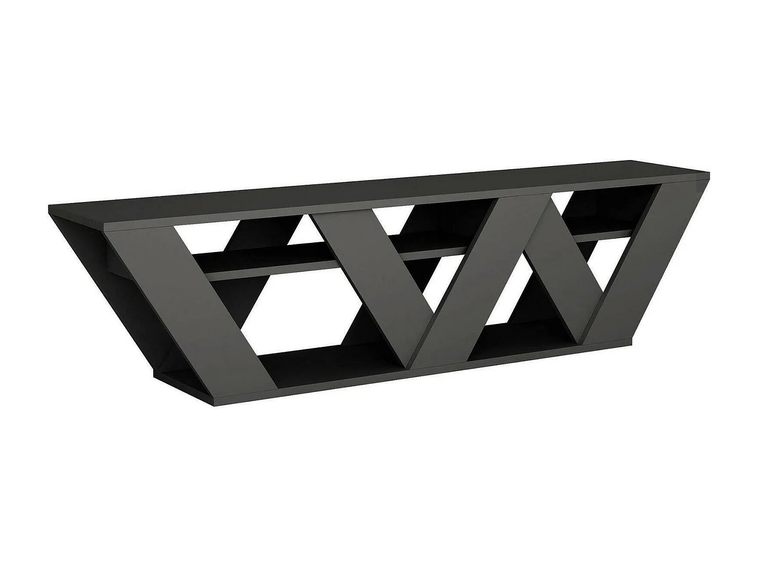 Fernsehschrank Dbara, Ständer für Wohnzimmerfernseher, Niedriges Wohnzimmer-Sideboard, TV-Ständerbasis, 158x30h40 cm, Anthrazit