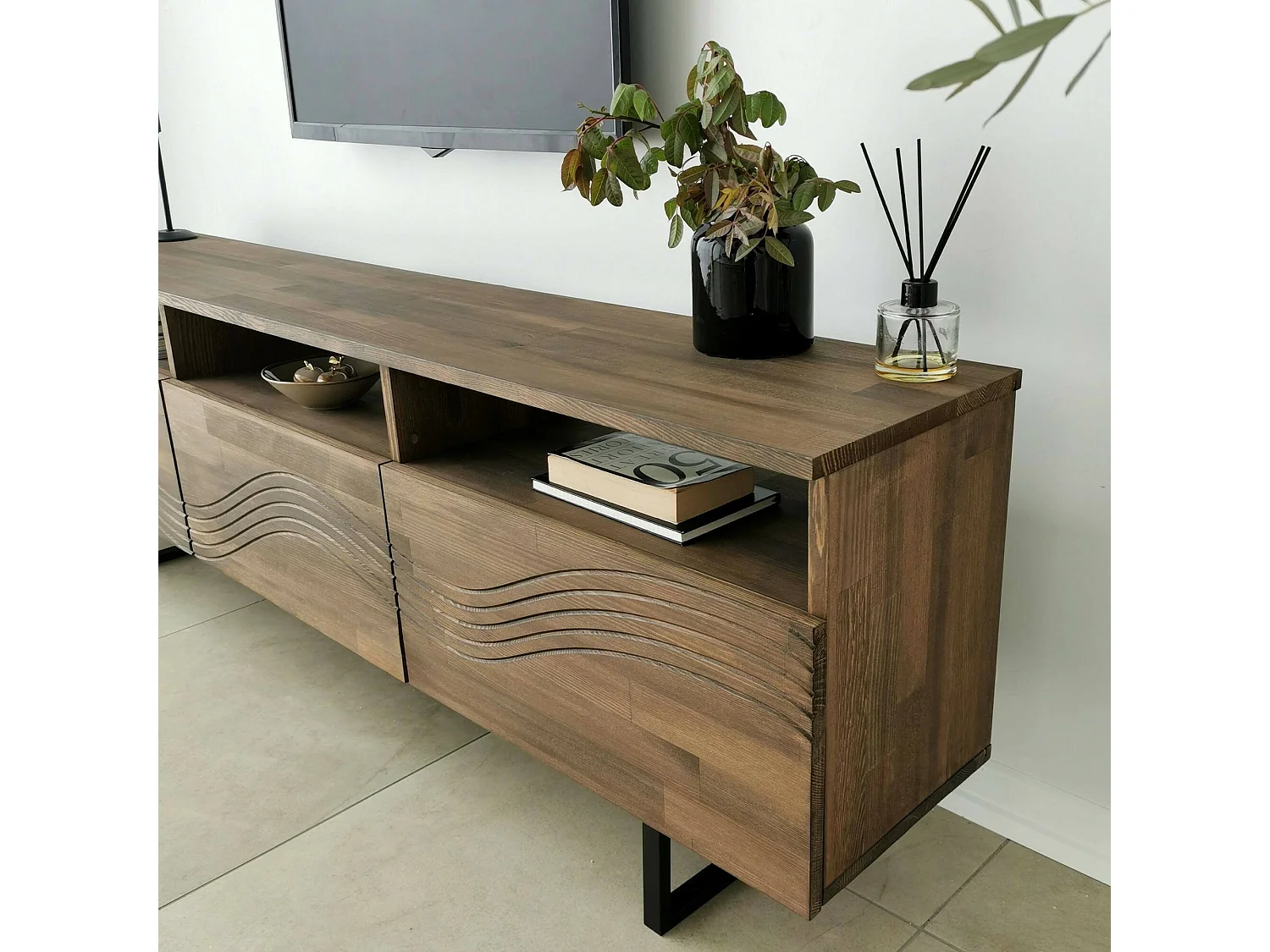 Mueble de televisión Dpigin, Aparador de salón, Mueble bajo para TV, Base de pared equipada, 170x30h40 cm, Nuez