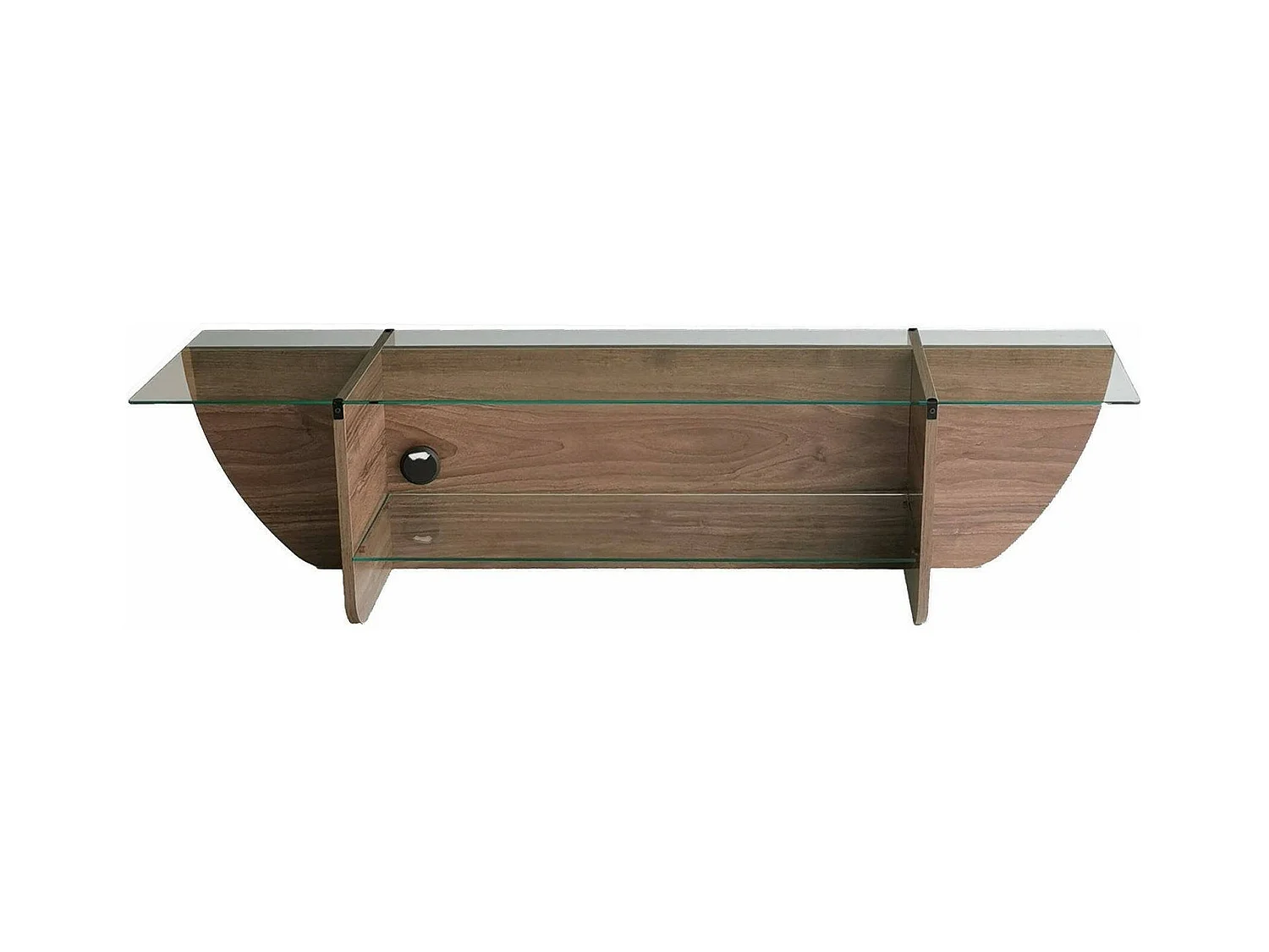 Meuble TV Heka, Buffet de salon, Armoire basse pour TV, Base murale de rangement, 158x35h40 cm, Noyer