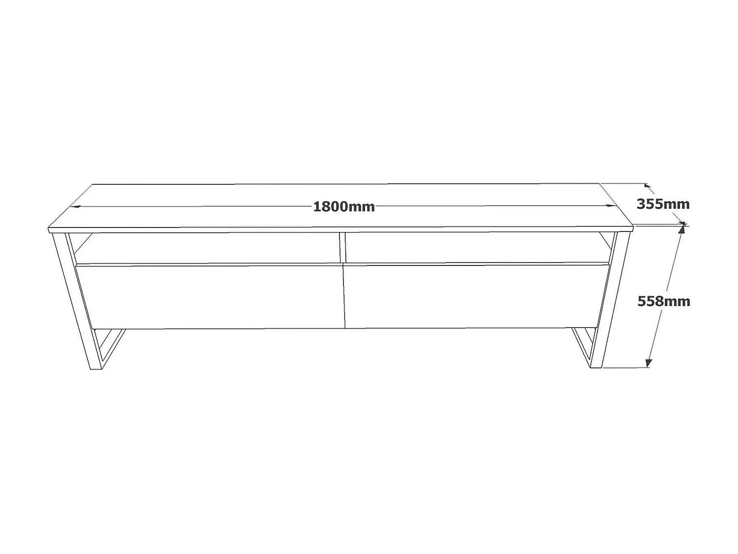 Fernsehschrank Dpirozz, Ständer für Wohnzimmerfernseher, Niedriges Wohnzimmer-Sideboard, TV-Ständerbasis, 180x36h56 cm, Eiche