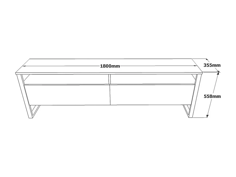 Meuble TV Thuban, Buffet de salon, Armoire basse pour TV, Base murale de rangement, 180x36h56 cm, Chêne