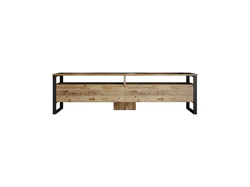 Meuble TV Thuban, Buffet de salon, Armoire basse pour TV, Base murale de rangement, 180x36h56 cm, Chêne